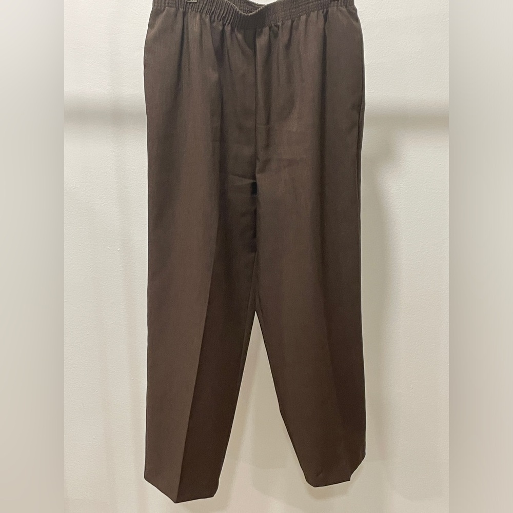 Allison Daley Brown Pants Elastic Waist Womens 12 High Rise Straight Leg Office